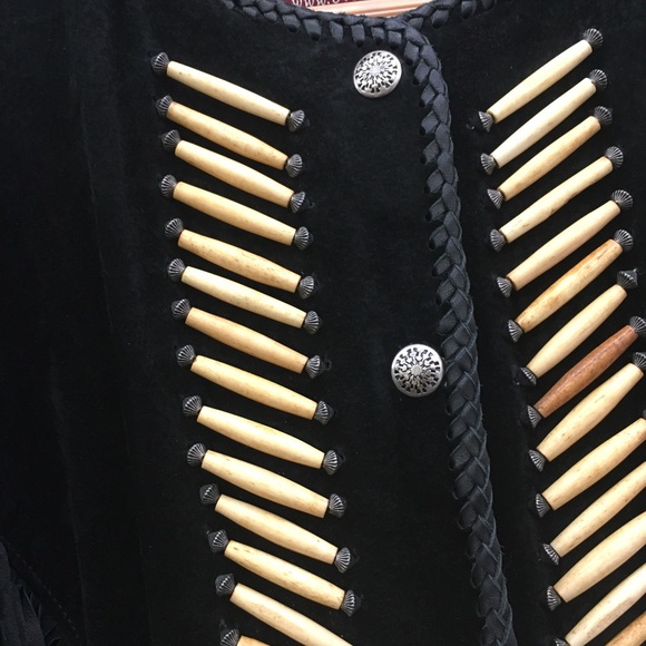 Overland rare suede coat with bone beading. - Picture 3 of 10